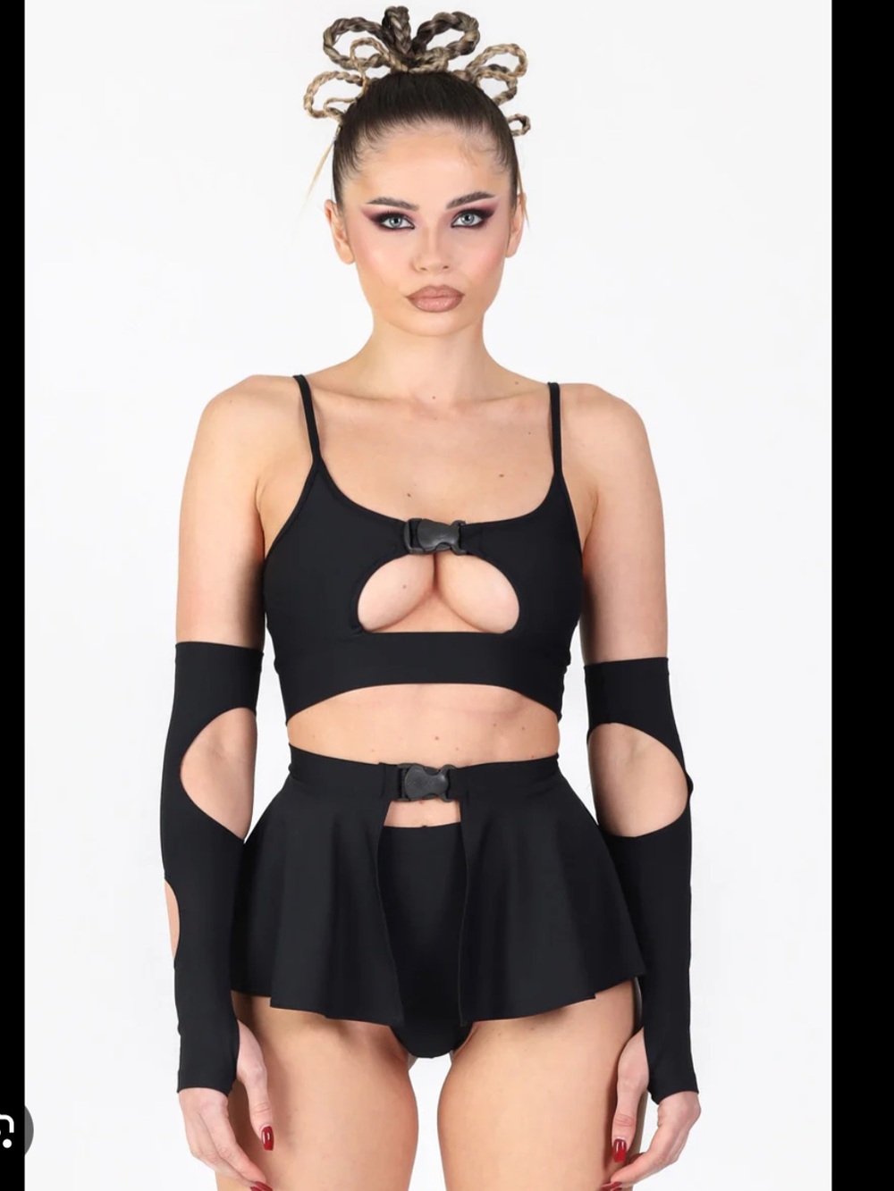 NWT Devil Walking All Black Mini Clasp Skirt Set